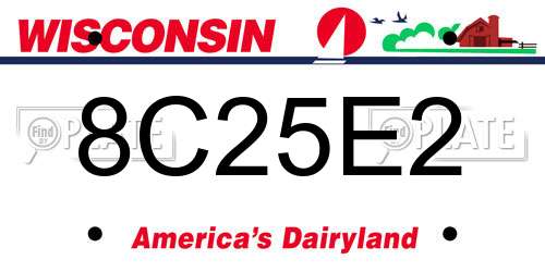 8C25E2 Wisconsin License Plate