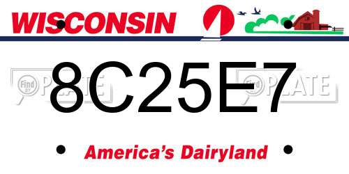 8C25E7 Wisconsin License Plate