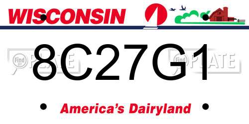 8C27G1 Wisconsin License Plate