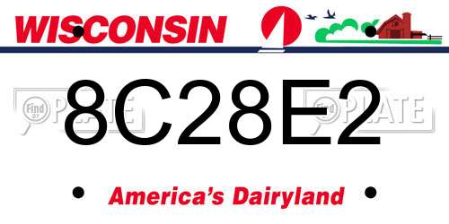 8C28E2 Wisconsin License Plate