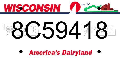 8C59418 Wisconsin License Plate