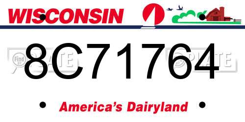 8C71764 Wisconsin License Plate