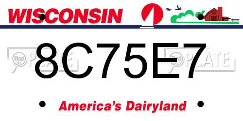 8C75E7 Wisconsin License Plate