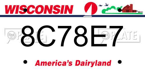 8C78E7 Wisconsin License Plate