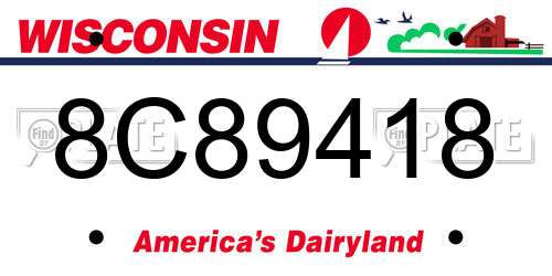 8C89418 Wisconsin License Plate