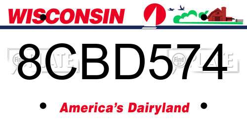 8CBD574 Wisconsin License Plate