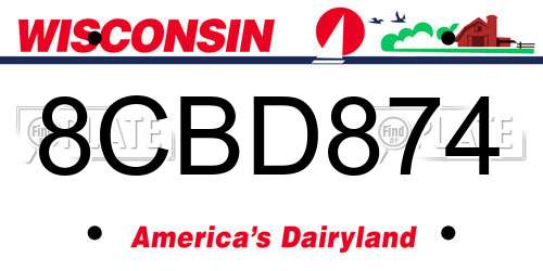 8CBD874 Wisconsin License Plate
