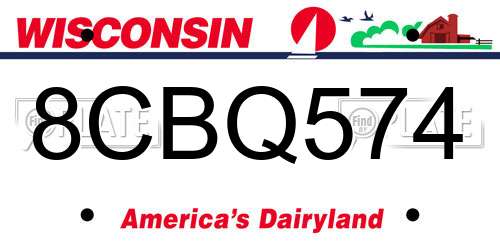 8CBQ574 Wisconsin License Plate