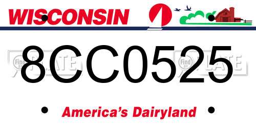 8CC0525 Wisconsin License Plate