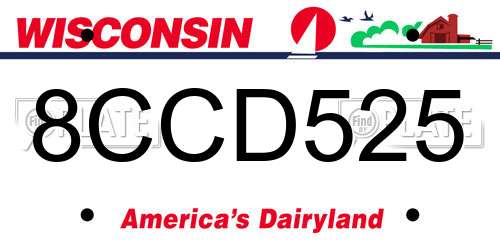 8CCD525 Wisconsin License Plate
