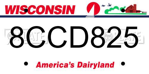8CCD825 Wisconsin License Plate