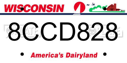 8CCD828 Wisconsin License Plate