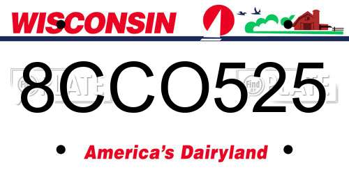 8CCO525 Wisconsin License Plate
