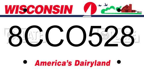 8CCO528 Wisconsin License Plate