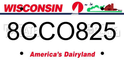8CCO825 Wisconsin License Plate