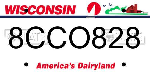 8CCO828 Wisconsin License Plate