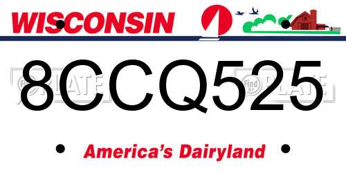 8CCQ525 Wisconsin License Plate