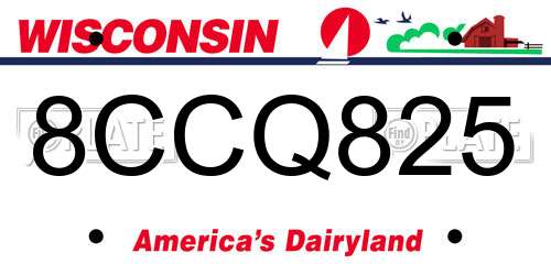 8CCQ825 Wisconsin License Plate