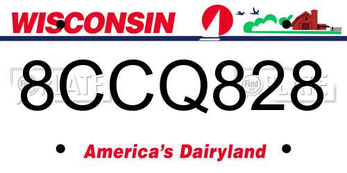 8CCQ828 Wisconsin License Plate