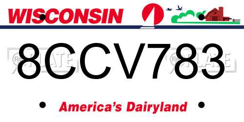 8CCV783 Wisconsin License Plate