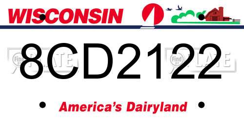8CD2122 Wisconsin License Plate