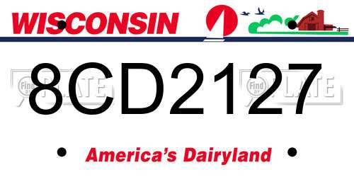 8CD2127 Wisconsin License Plate