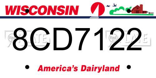 8CD7122 Wisconsin License Plate