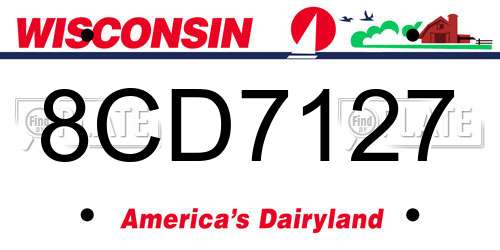 8CD7127 Wisconsin License Plate