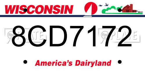 8CD7172 Wisconsin License Plate
