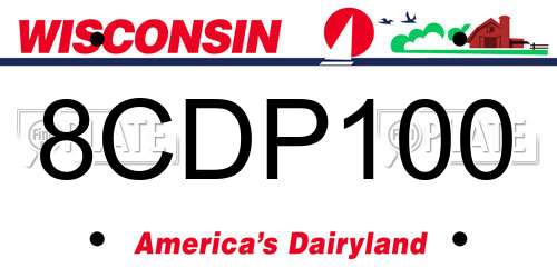 8CDP100 Wisconsin License Plate