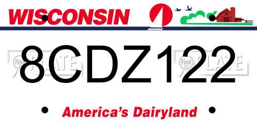 8CDZ122 Wisconsin License Plate