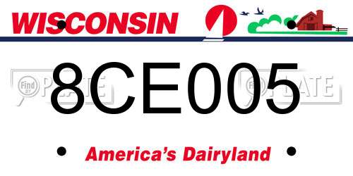 8CE005 Wisconsin License Plate