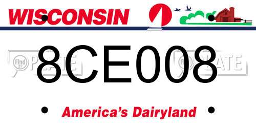 8CE008 Wisconsin License Plate