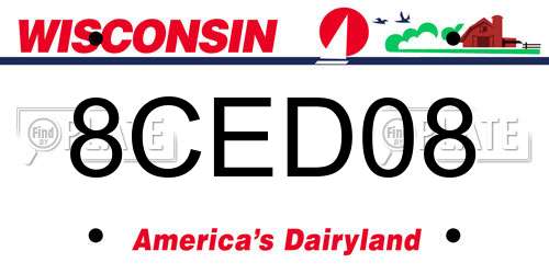 8CED08 Wisconsin License Plate