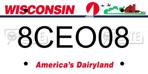 8CEO08 Wisconsin License Plate