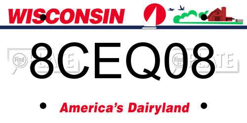 8CEQ08 Wisconsin License Plate
