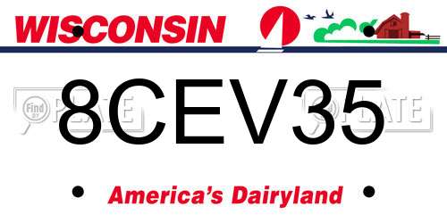 8CEV35 Wisconsin License Plate