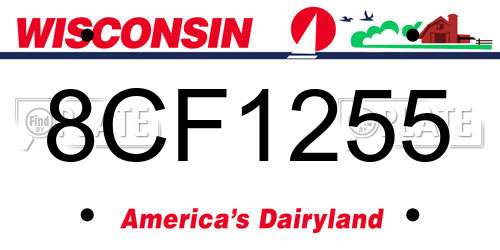 8CF1255 Wisconsin License Plate