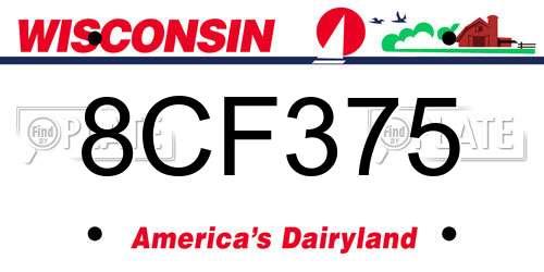 8CF375 Wisconsin License Plate
