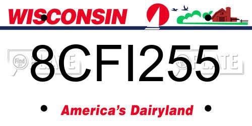 8CFI255 Wisconsin License Plate