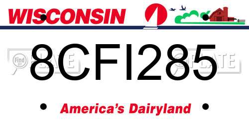 8CFI285 Wisconsin License Plate