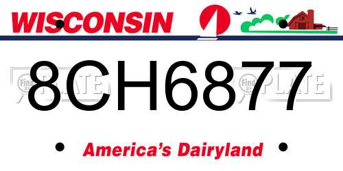 8CH6877 Wisconsin License Plate