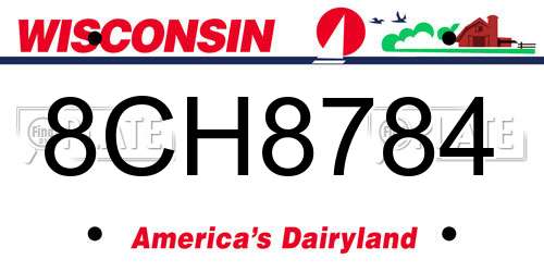 8CH8784 Wisconsin License Plate