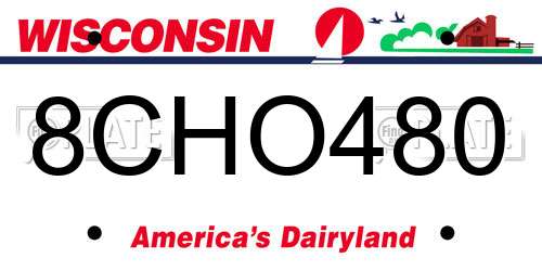 8CHO480 Wisconsin License Plate