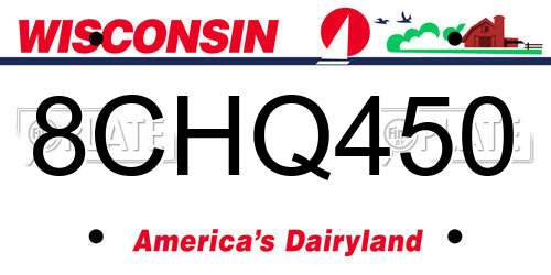 8CHQ450 Wisconsin License Plate