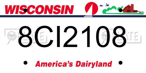 8CI2108 Wisconsin License Plate