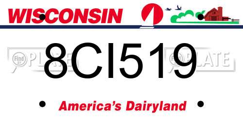 8CI519 Wisconsin License Plate