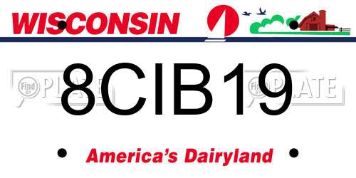 8CIB19 Wisconsin License Plate
