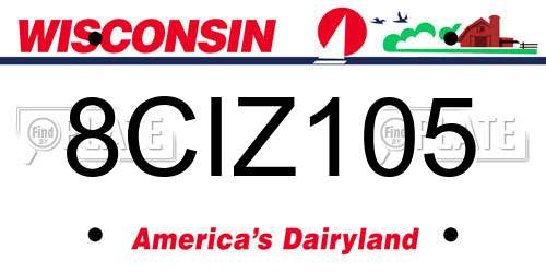 8CIZ105 Wisconsin License Plate