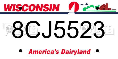 8CJ5523 Wisconsin License Plate